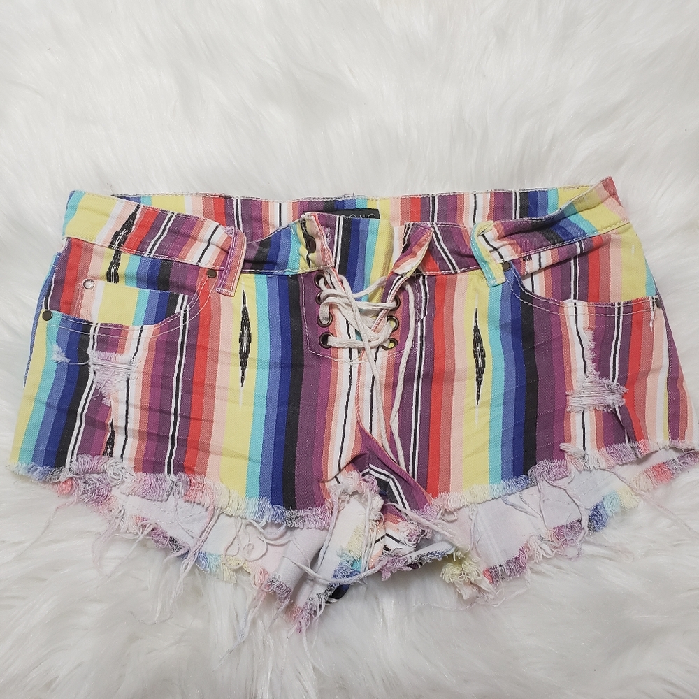 Rainbow Denim Shorts